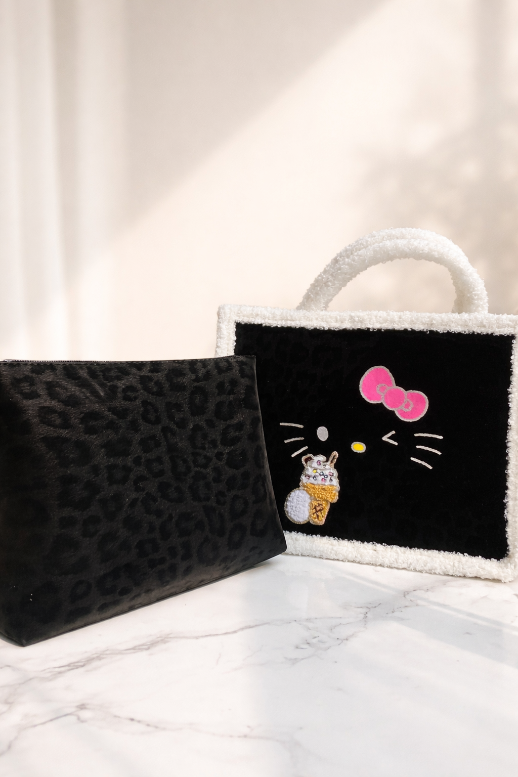 Hello Kitty Leopard Print Furry Tote Bag