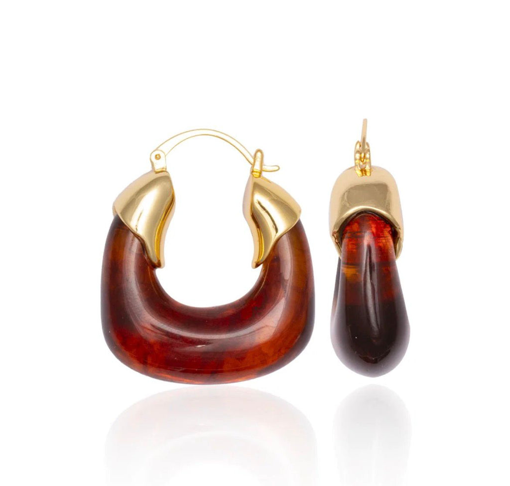 Deep Brown & Gold Statement Hoop Earrings for Women – Modern Fashion Jewellery