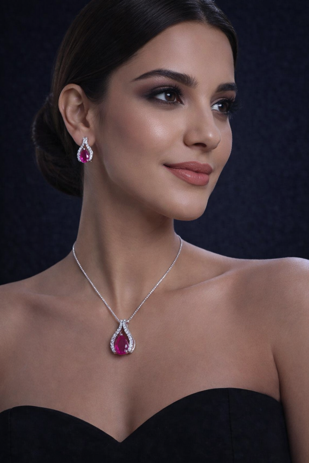 Diamond Replica Teardrop Sparkle Necklace Set