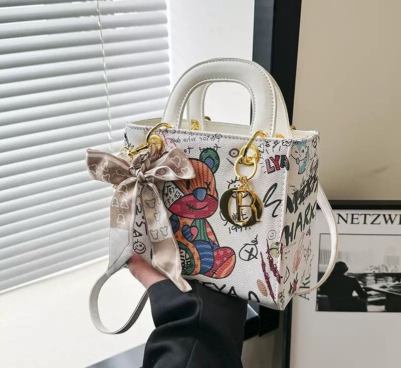 Chic Doodle Box Sling Handbag