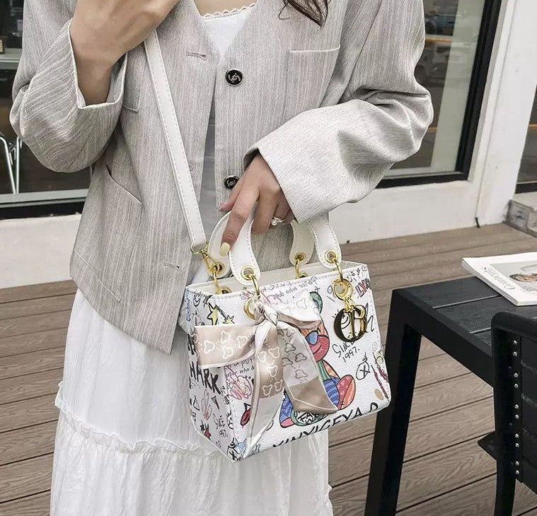 Chic Doodle Box Sling Handbag