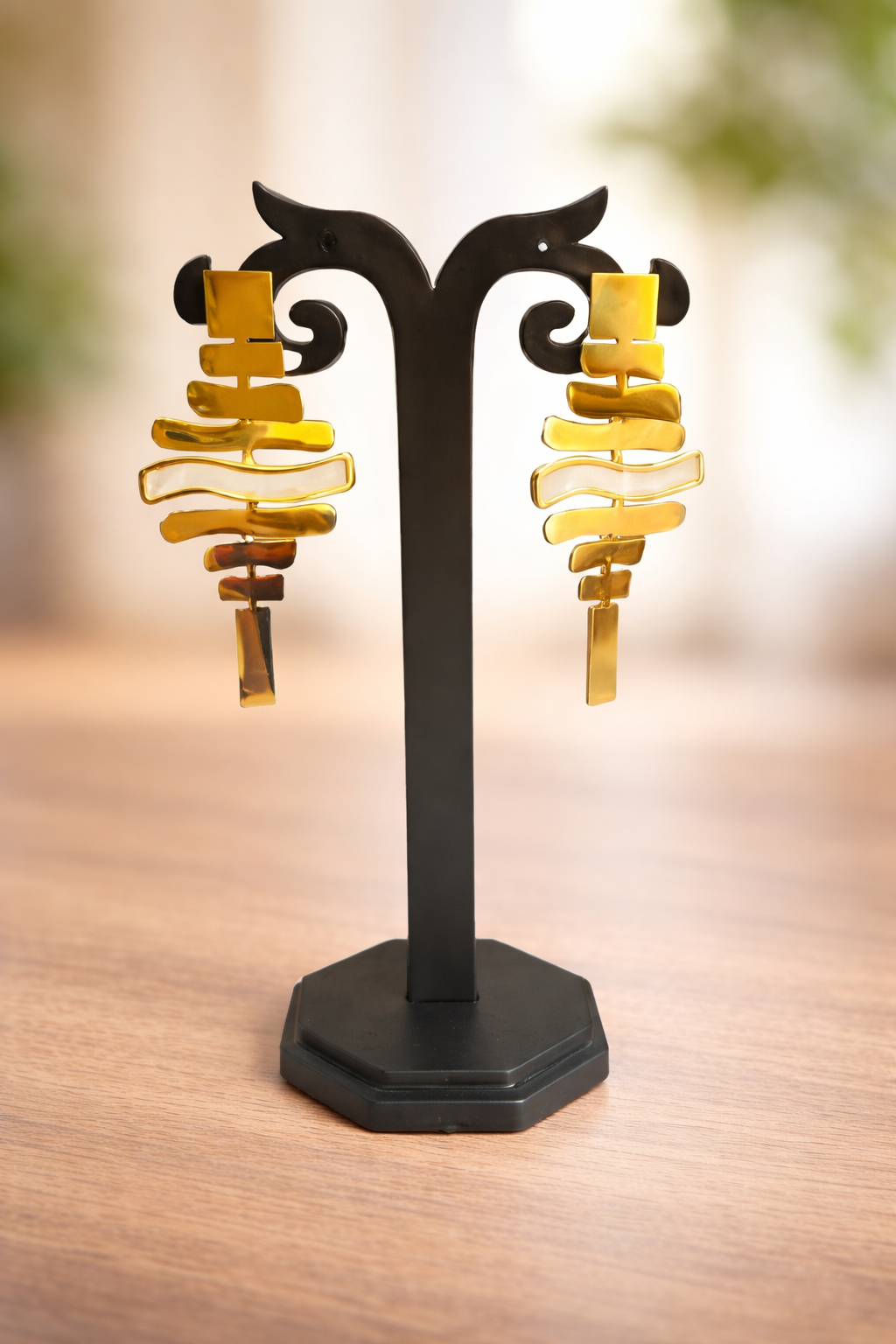 Aurra Sculpted Gold Statement Earrings
