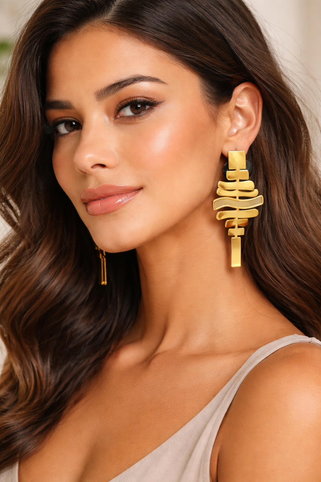 Aurra Sculpted Gold Statement Earrings