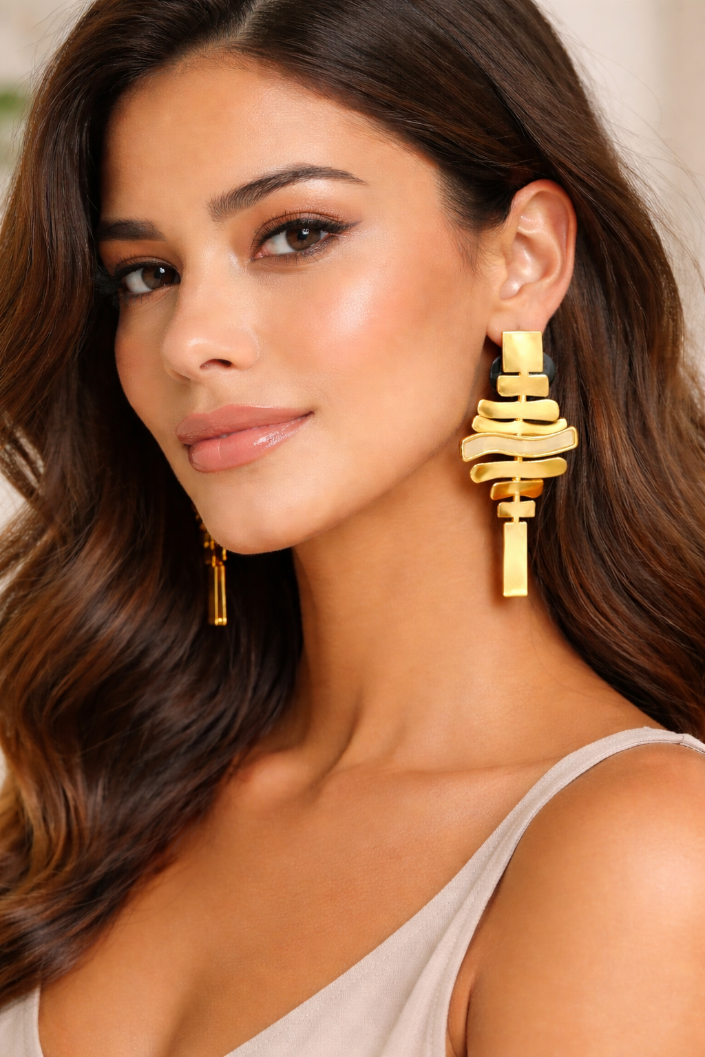 Aurra Sculpted Gold Statement Earrings