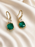 Emerald Green Cushion-Cut Drop Earrings