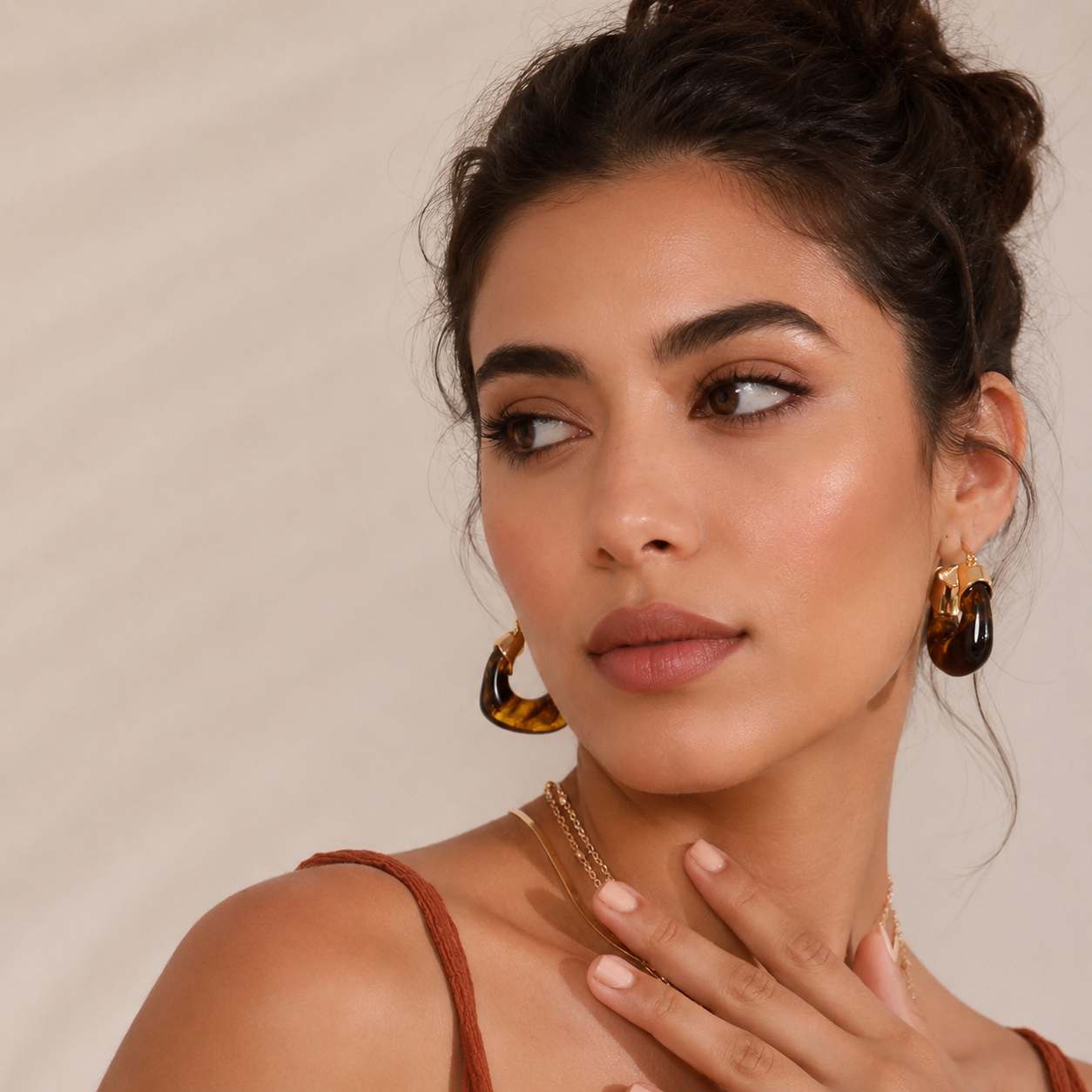 Deep Brown & Gold Statement Hoop Earrings for Women – Modern Fashion Jewellery