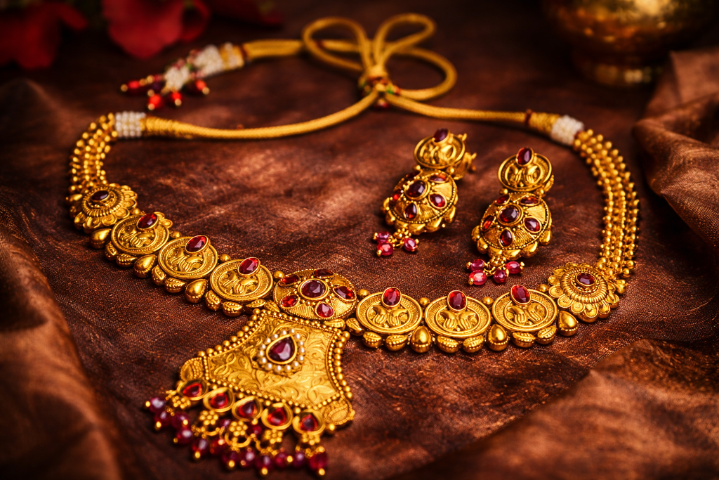 Ruby Royale Temple Pendant Necklace