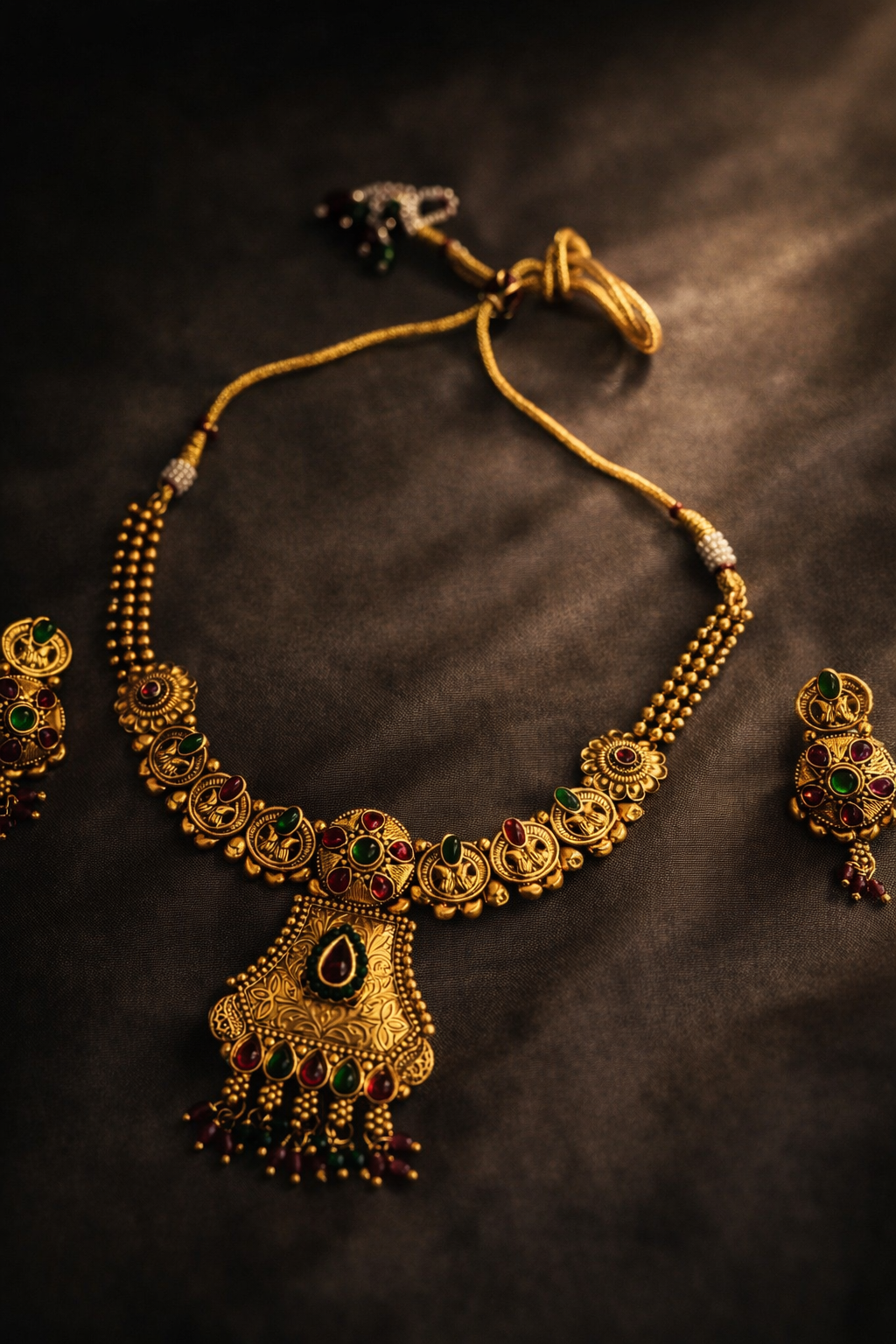 Classic Kasu Temple Pendant Necklace Set – House of Meira