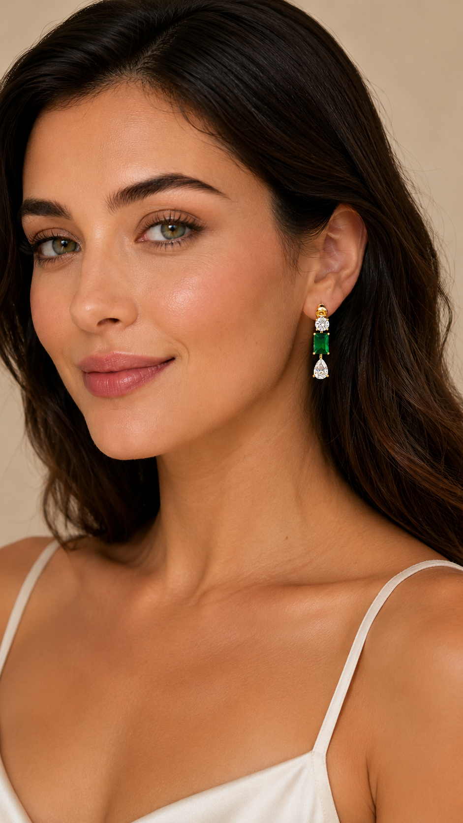 Emerald Grace Drop Earrings – 18K Gold Plated Anti-Tarnish Statement Earrings