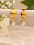 18K Gold Teardrop Crystal Huggie Earrings