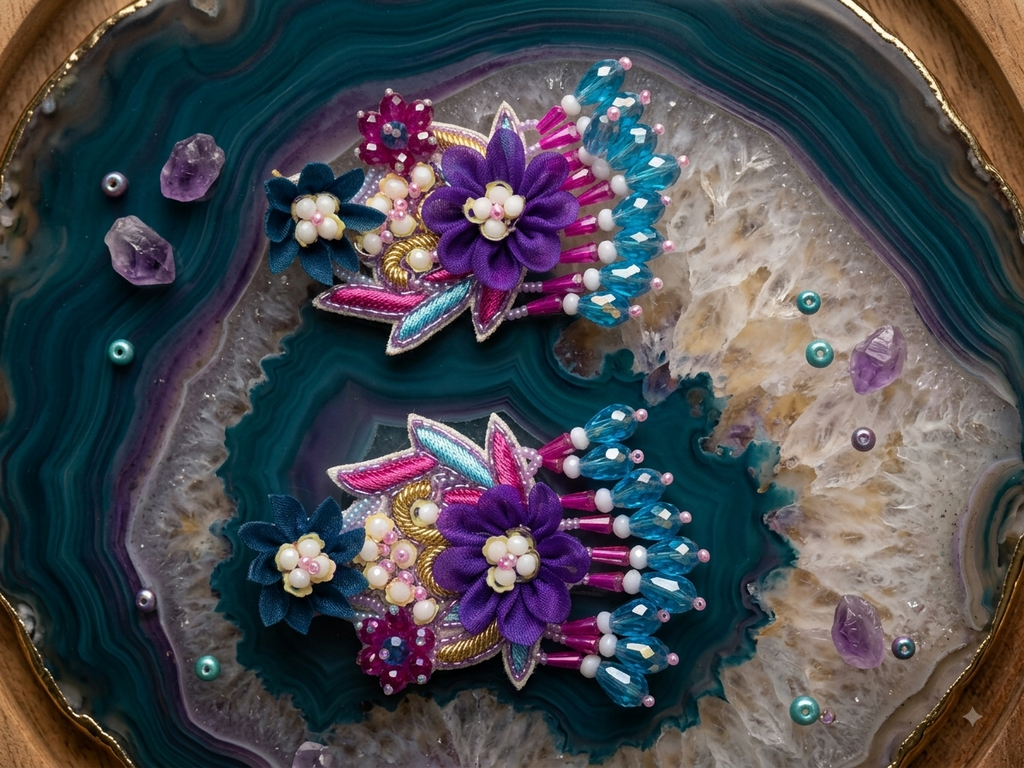 Designer handcrafted festive statement earrings