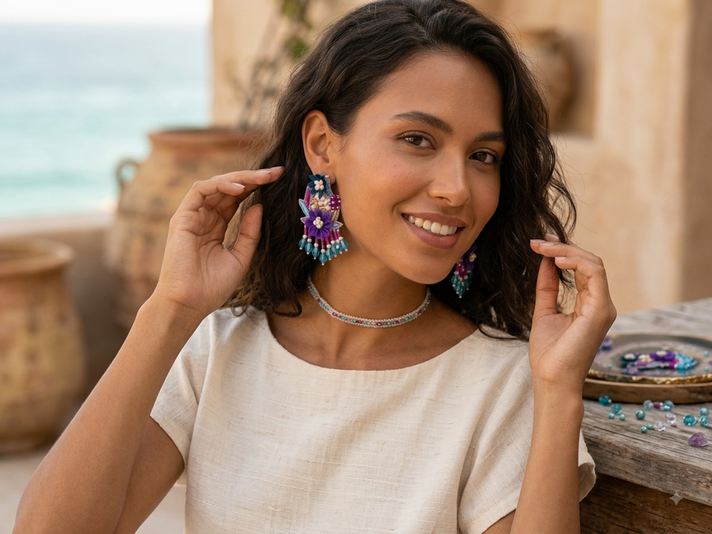 Designer handcrafted festive statement earrings
