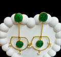 Emerald Green Druzy Drop Earrings with Twisted Gold Frame