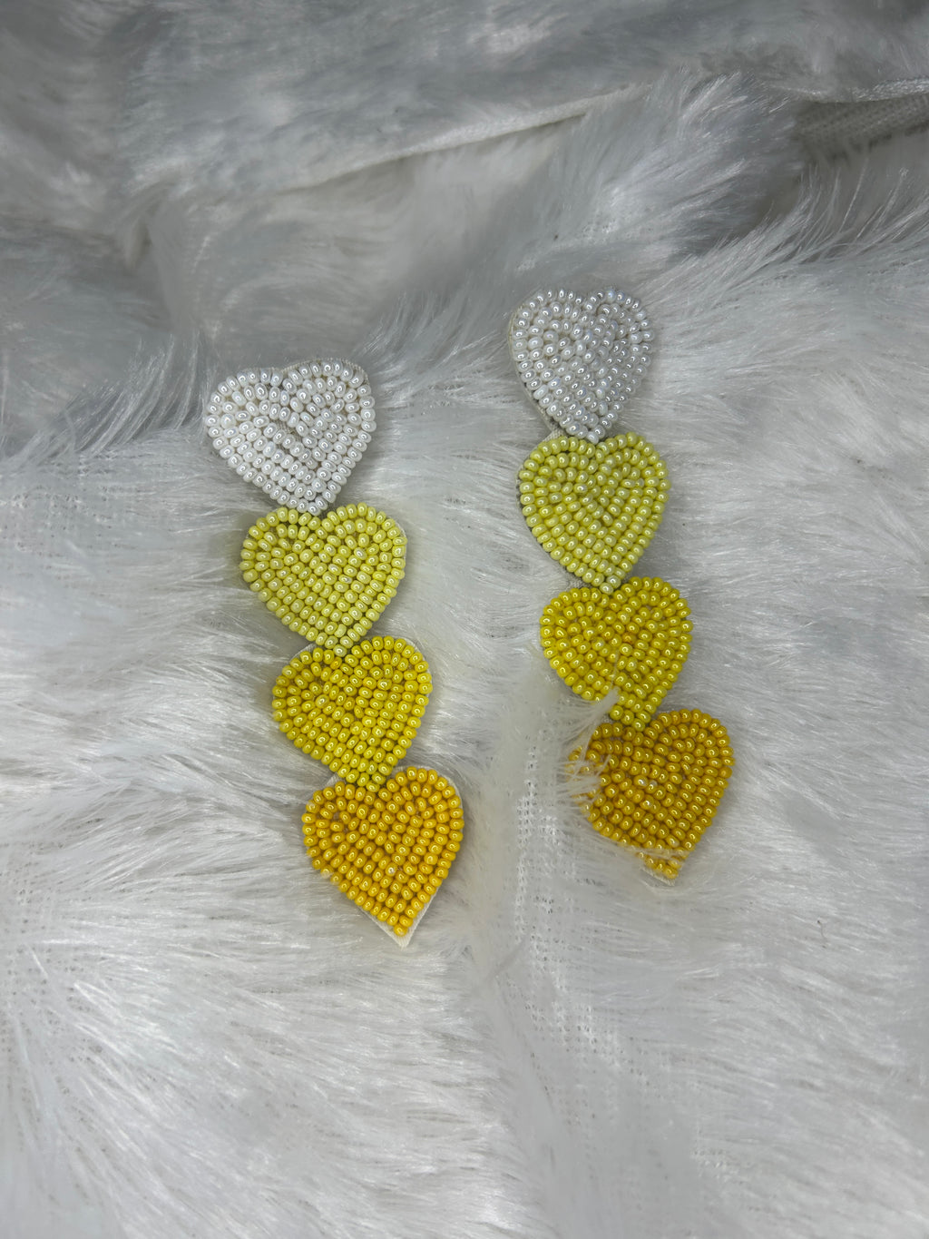 Lemon Ombre Heart Beaded Earrings