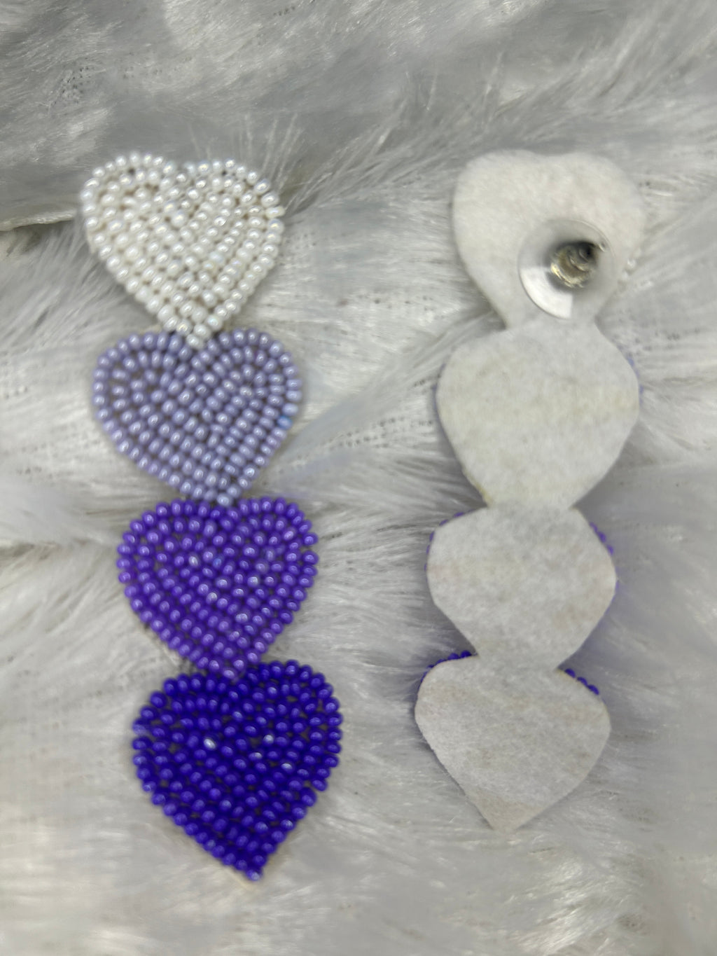 Purple Gradient Pearl Heart Statement Earrings