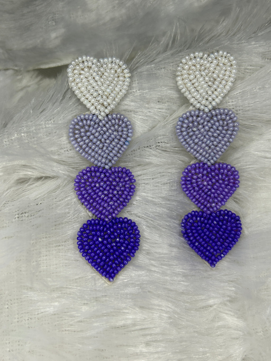 Purple Gradient Pearl Heart Statement Earrings