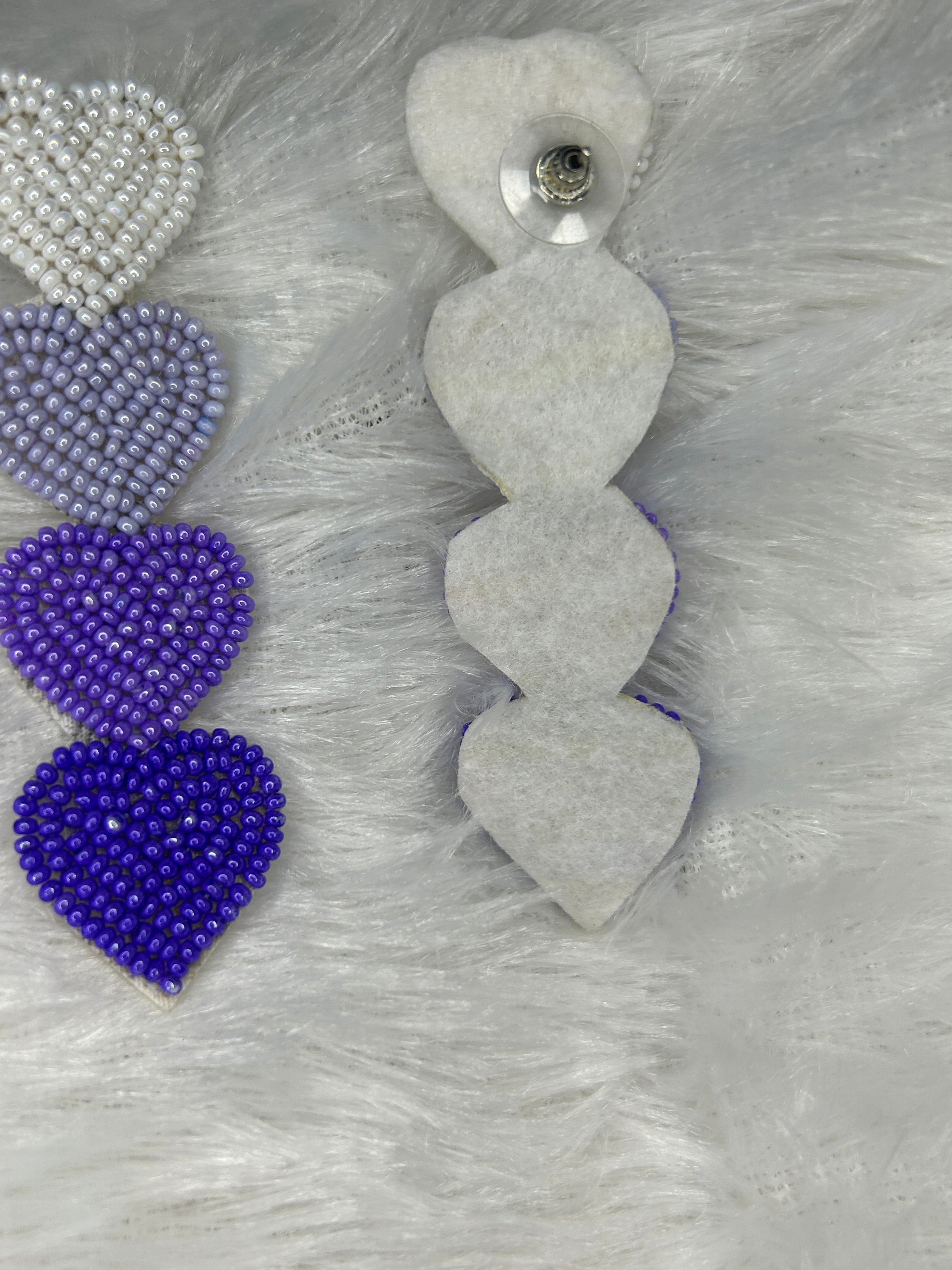 Purple Gradient Pearl Heart Statement Earrings