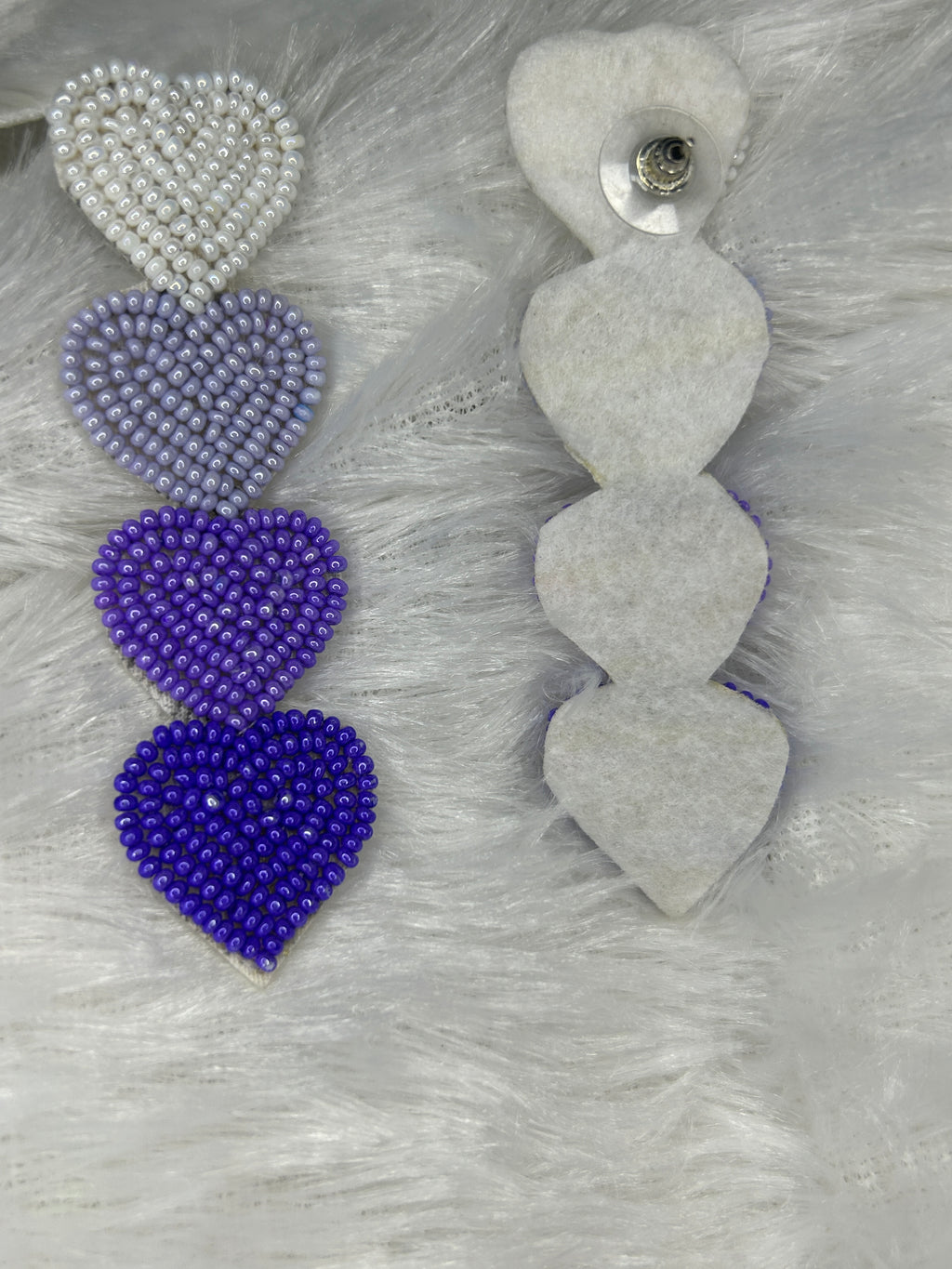 Purple Gradient Pearl Heart Statement Earrings