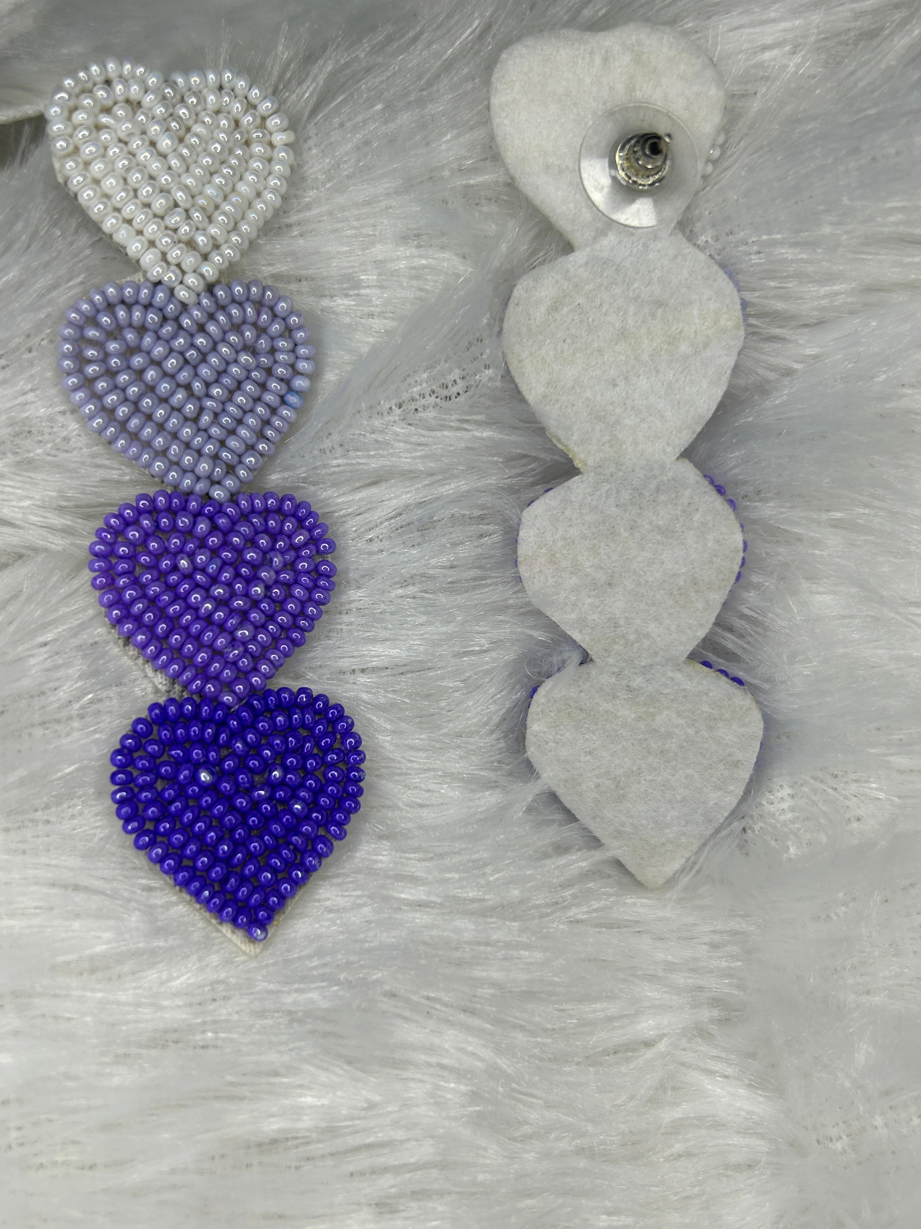 Purple Gradient Pearl Heart Statement Earrings