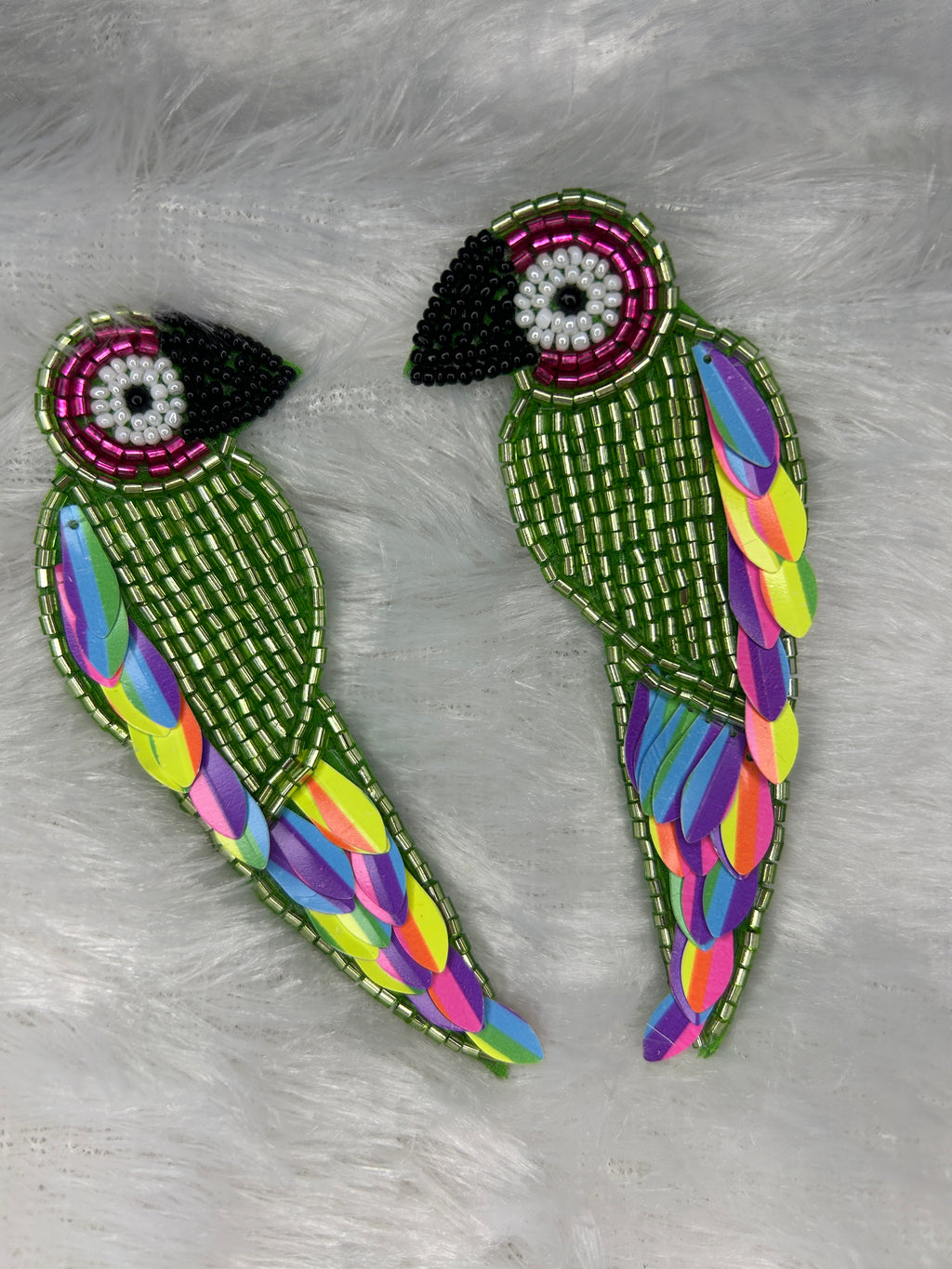 Beaded Parrot Statement Earrings