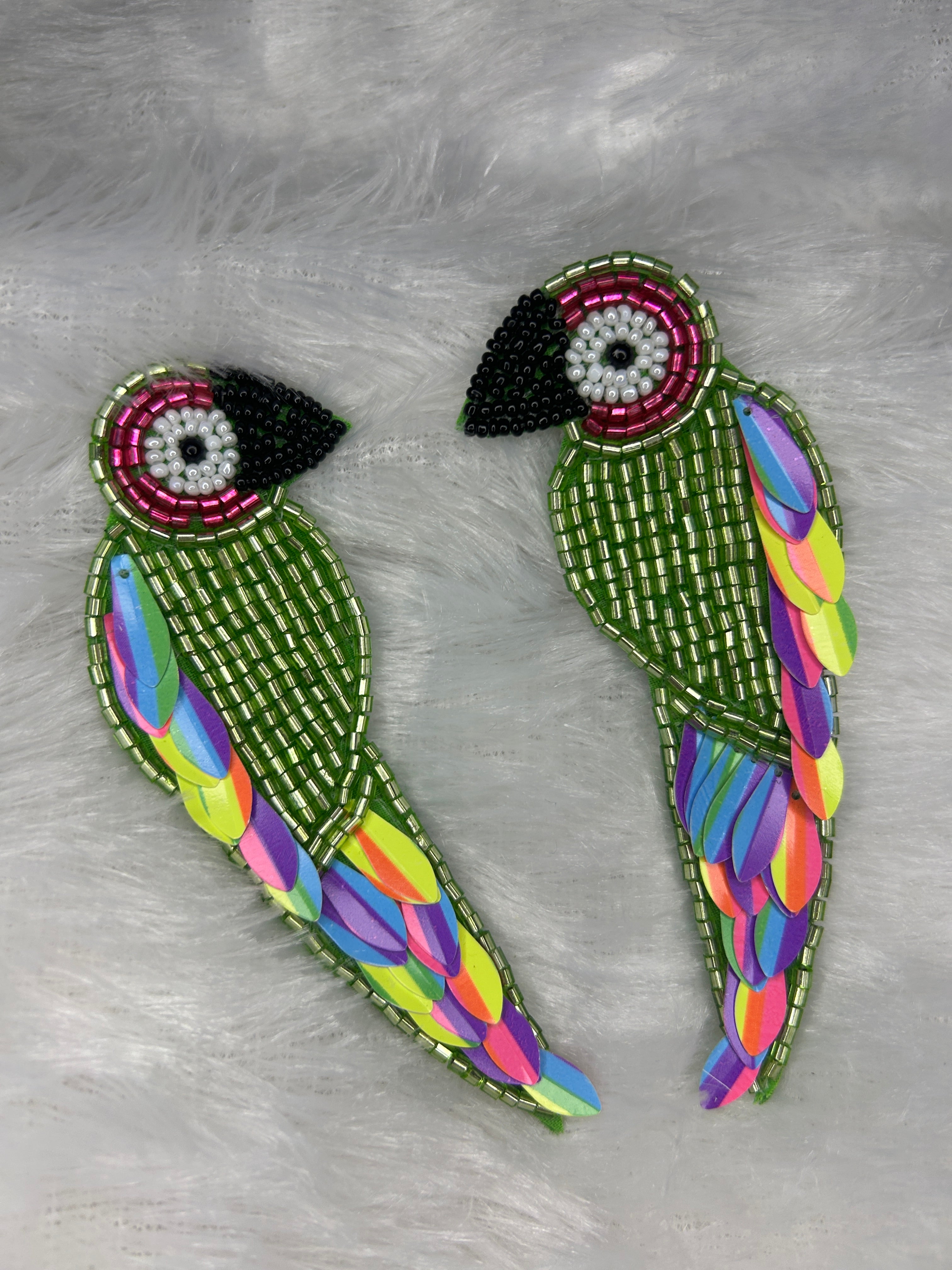 Beaded Parrot Statement Earrings