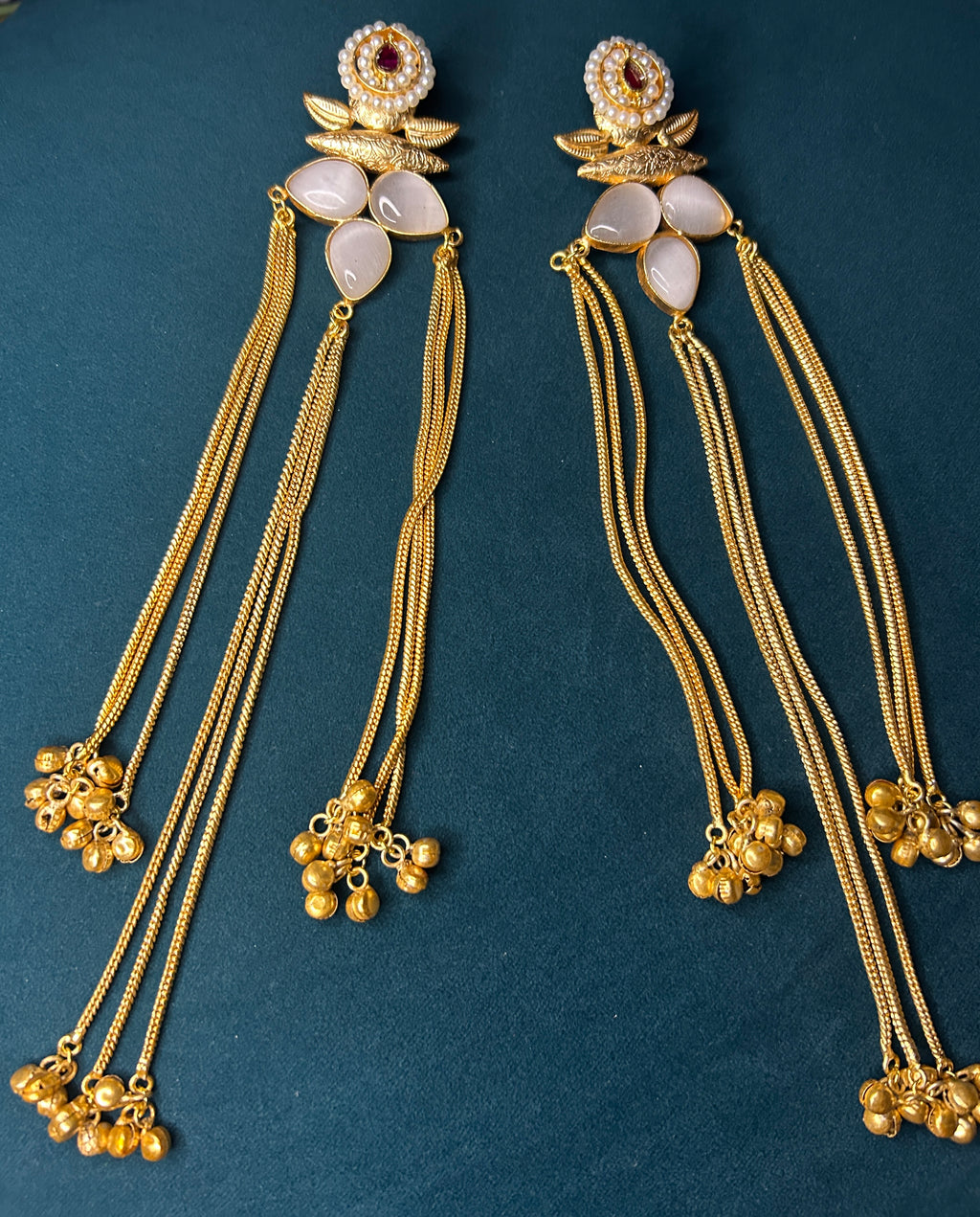 Royal Pearl Drop Shoulder Duster Earrings