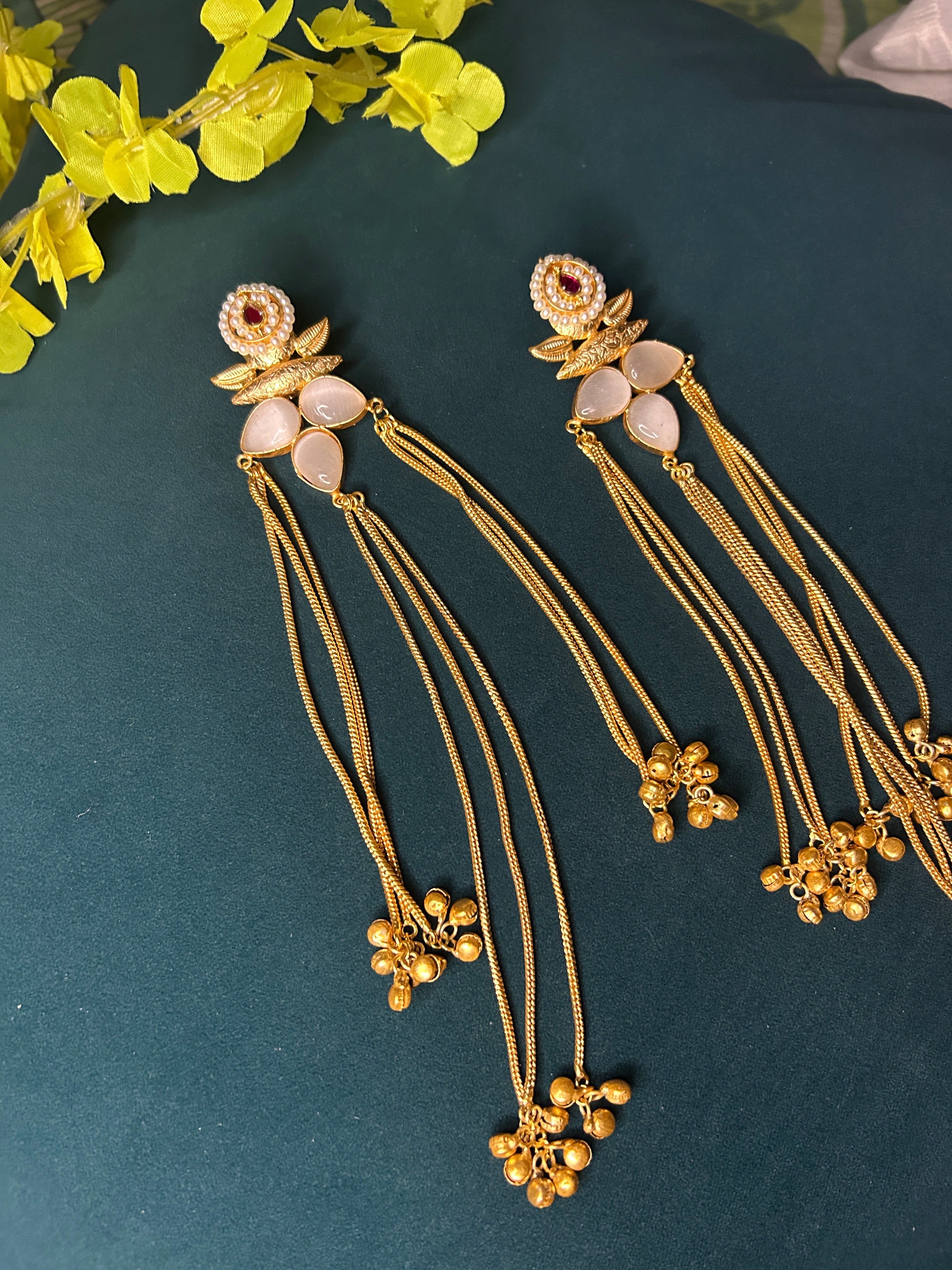 Royal Pearl Drop Shoulder Duster Earrings