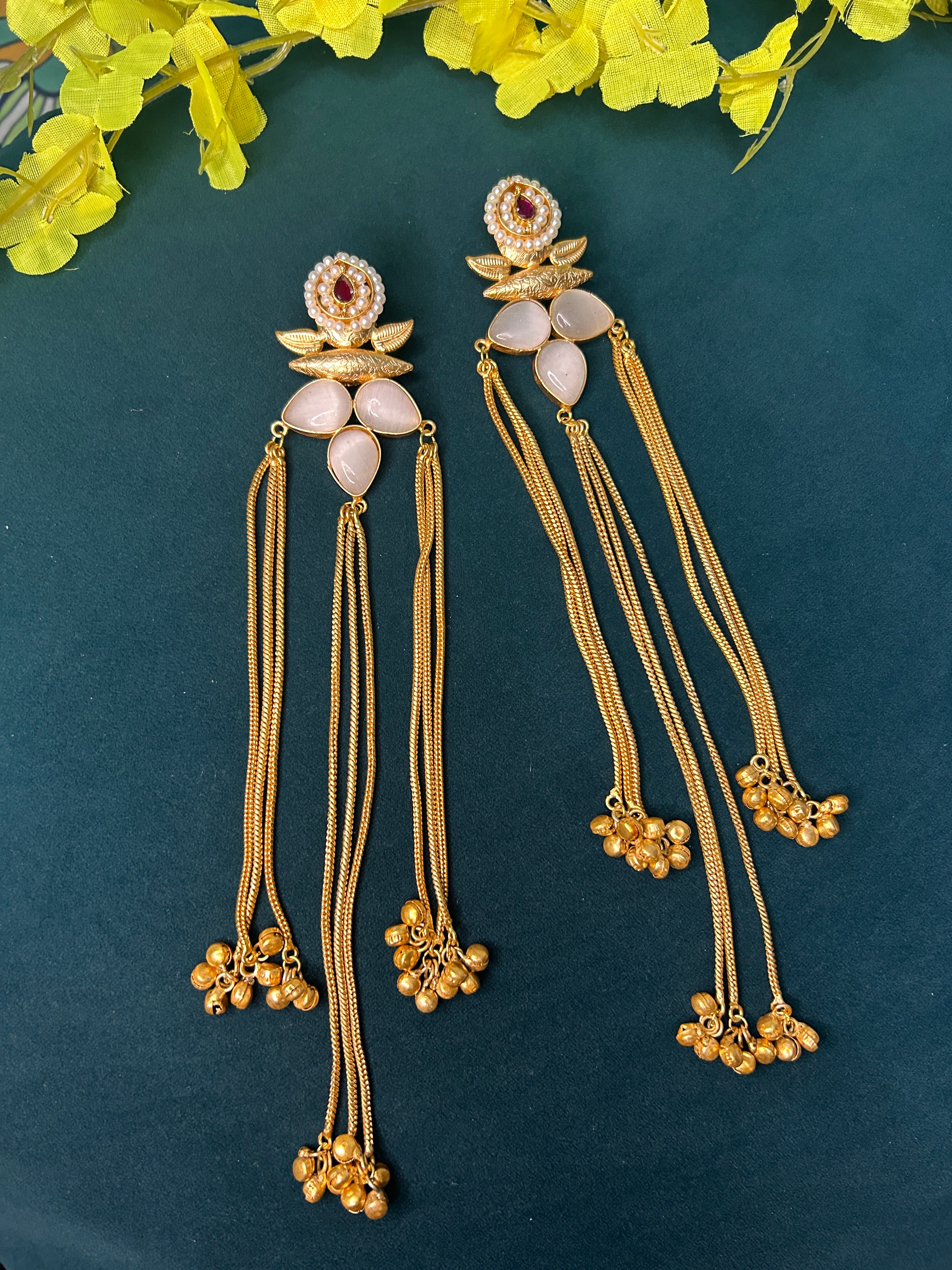 Royal Pearl Drop Shoulder Duster Earrings