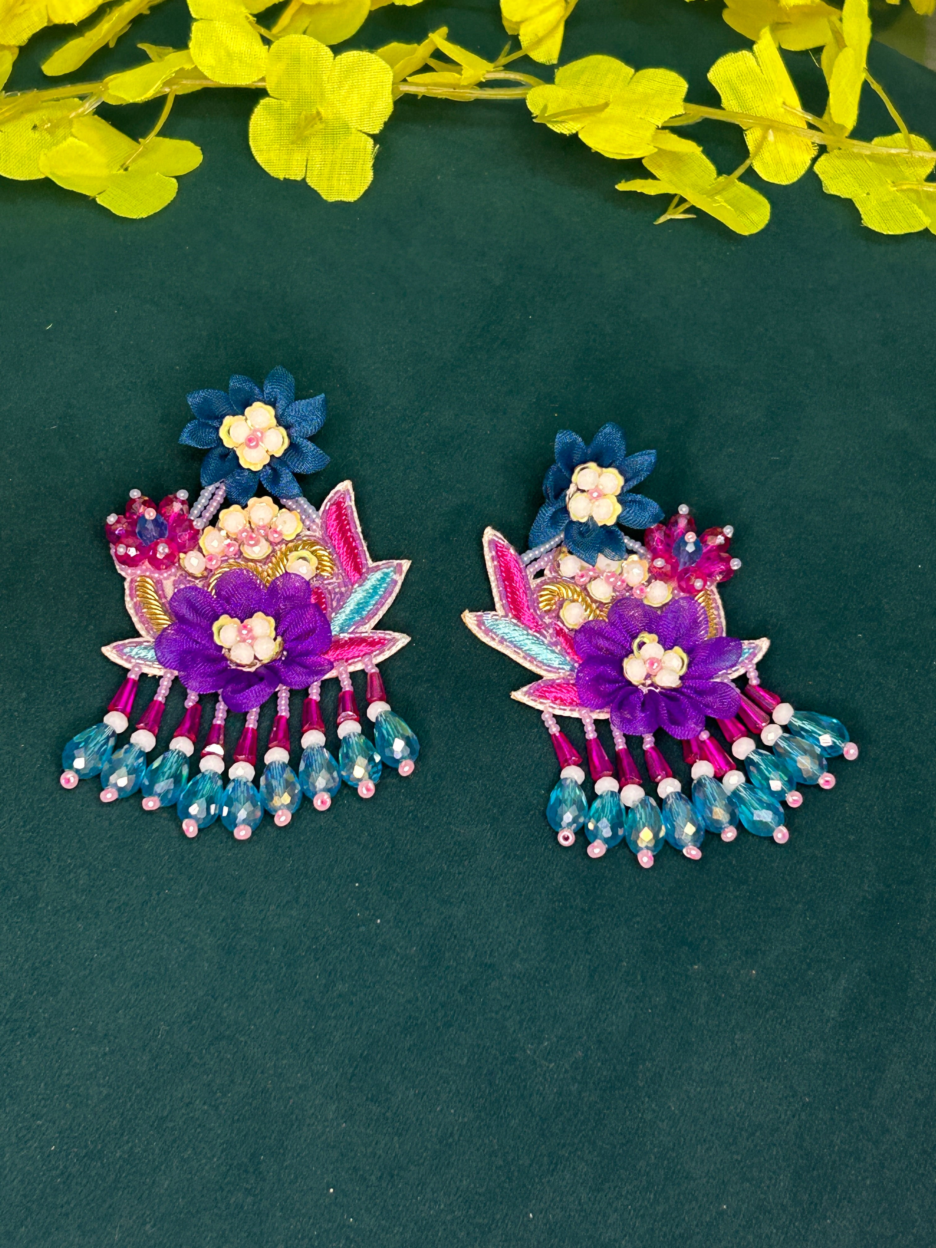 Vibrant Garden Embroidered Drop Earring
