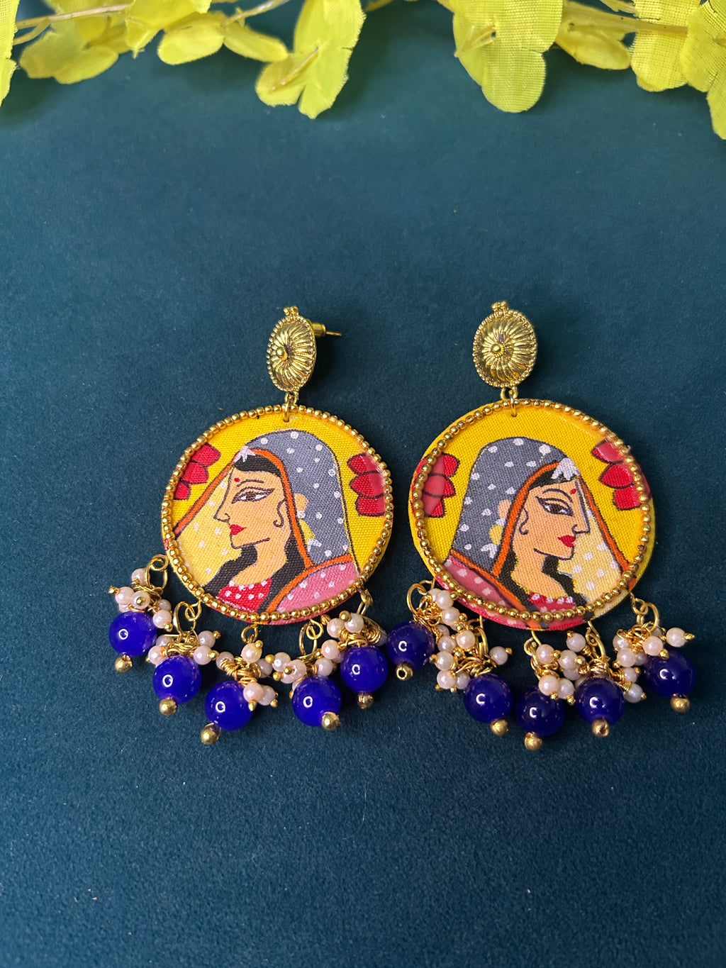 Rajasthani Miniature Art Chandbali Earrings