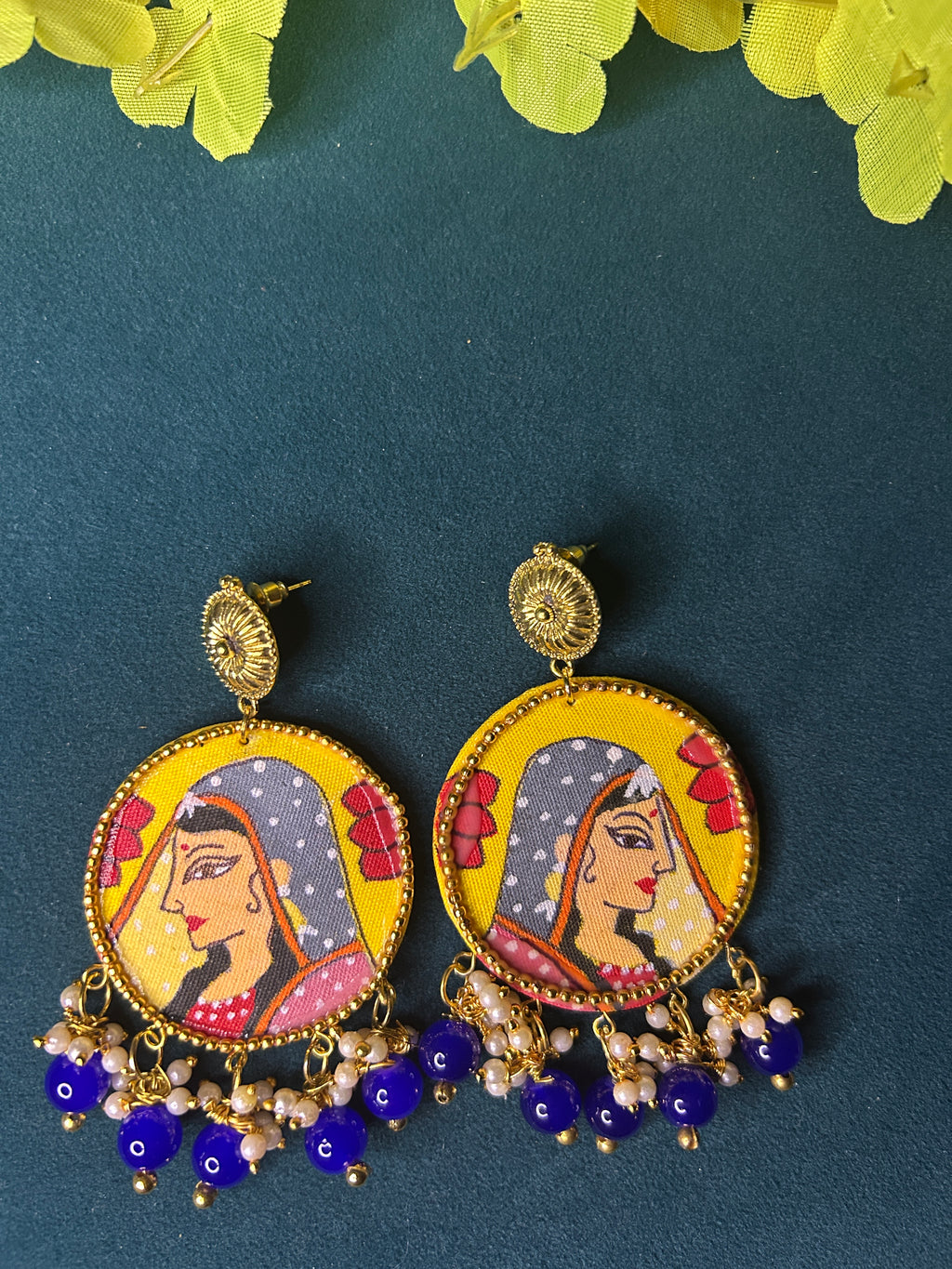 Rajasthani Miniature Art Chandbali Earrings