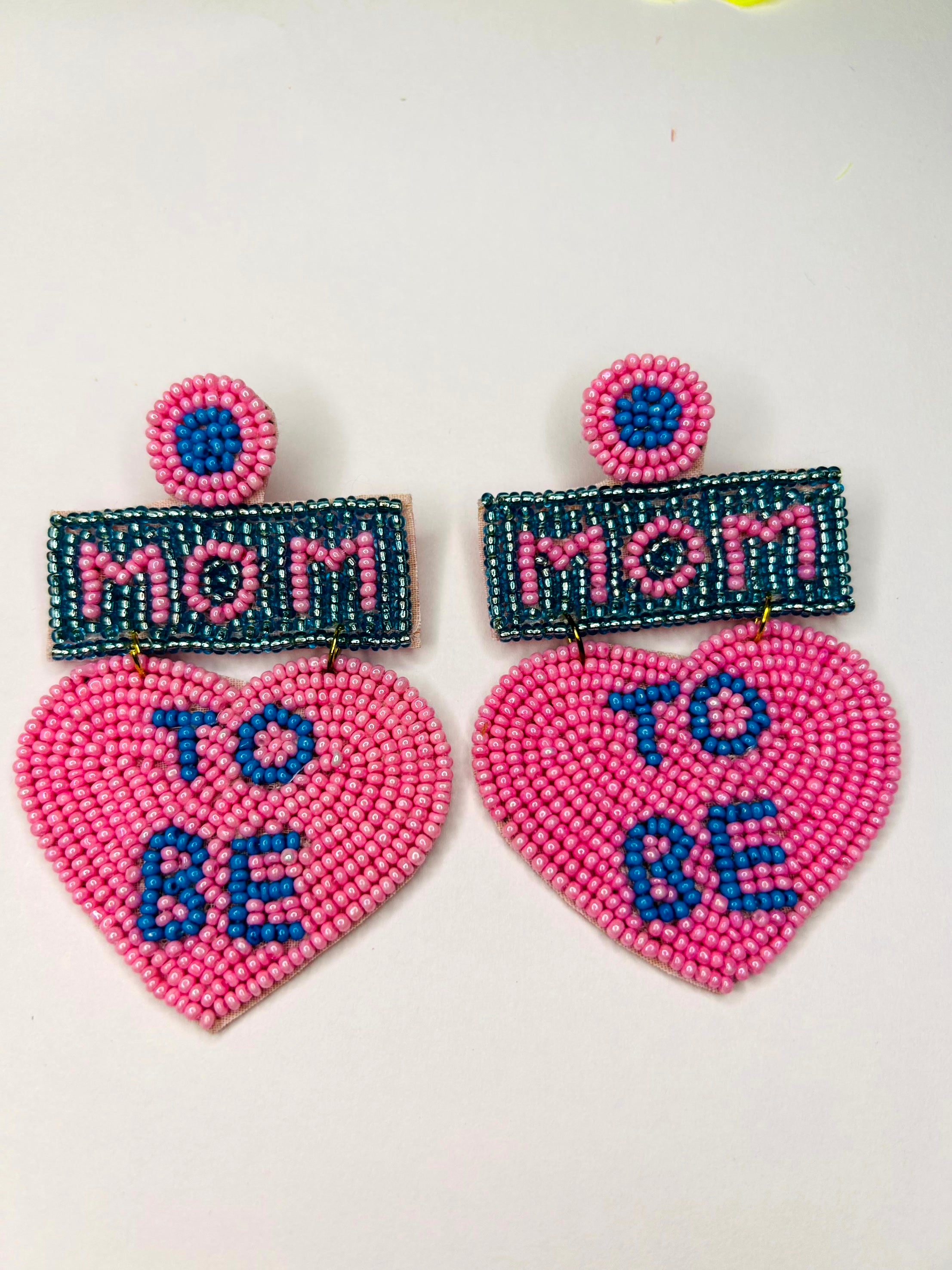 Mom To Be Beaded Earrings (Pink)