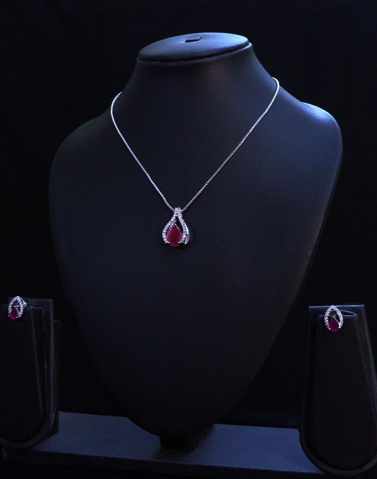 Diamond Replica Teardrop Sparkle Necklace Set