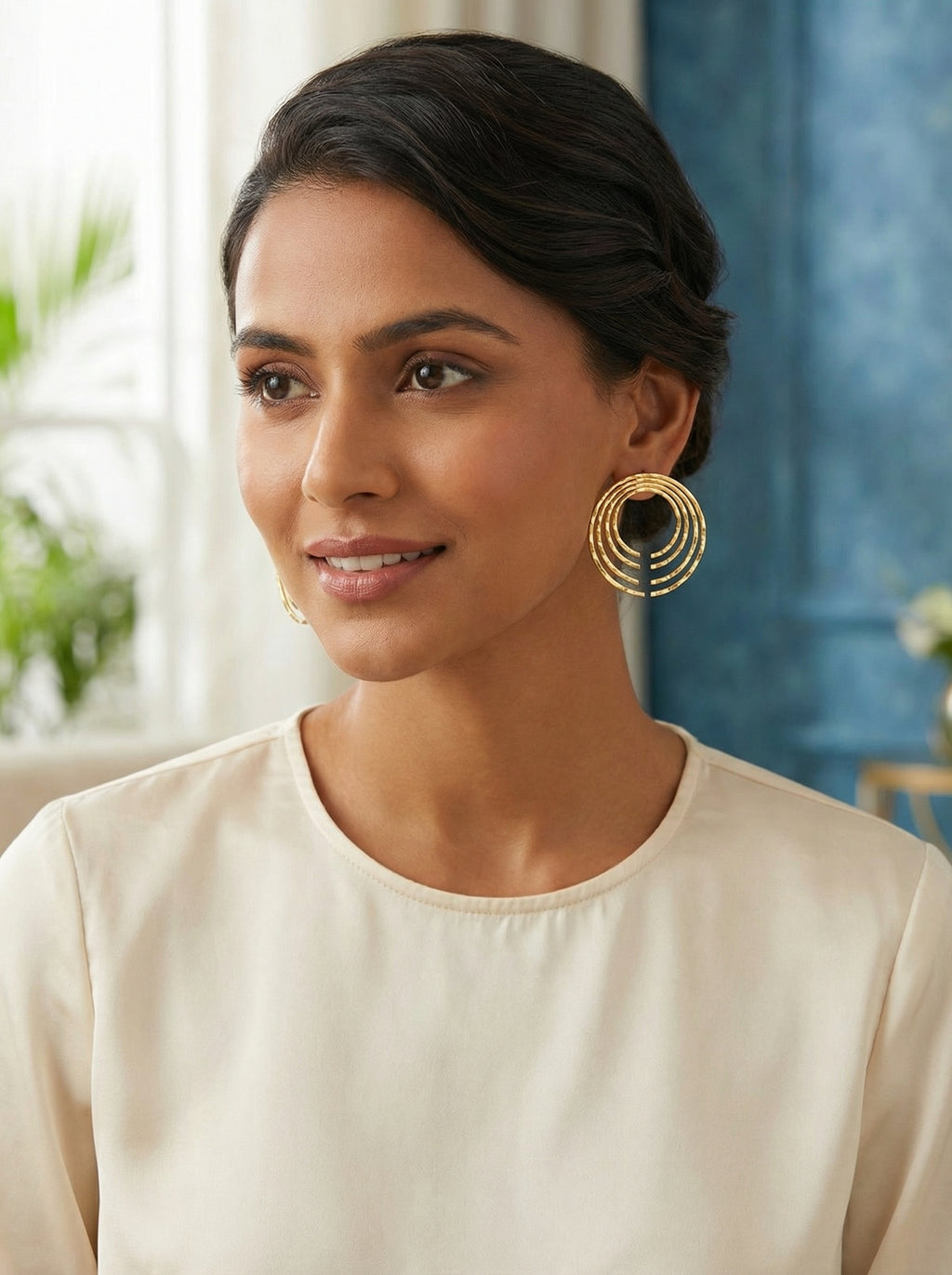 Golden Orbit Spiral Stud Earrings