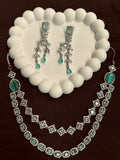 Emerald Blossom Pastel Green Statement Necklace Set