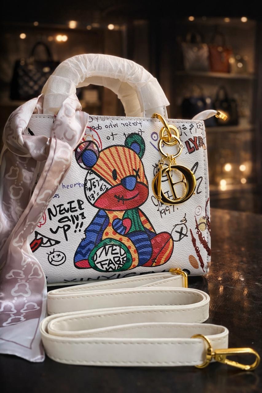 Chic Doodle Box Sling Handbag