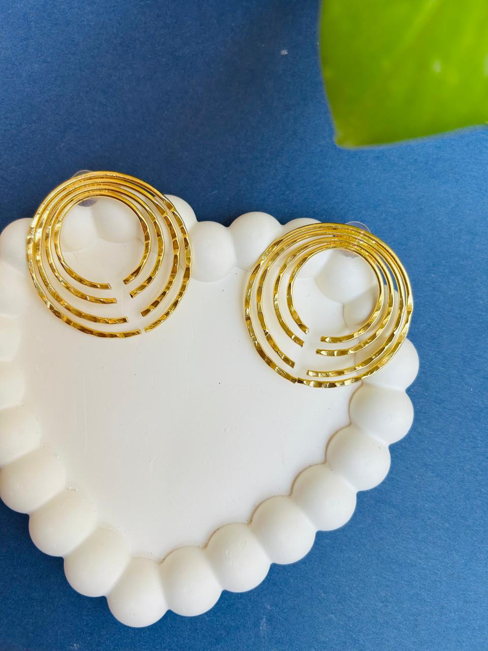 Golden Orbit Spiral Stud Earrings