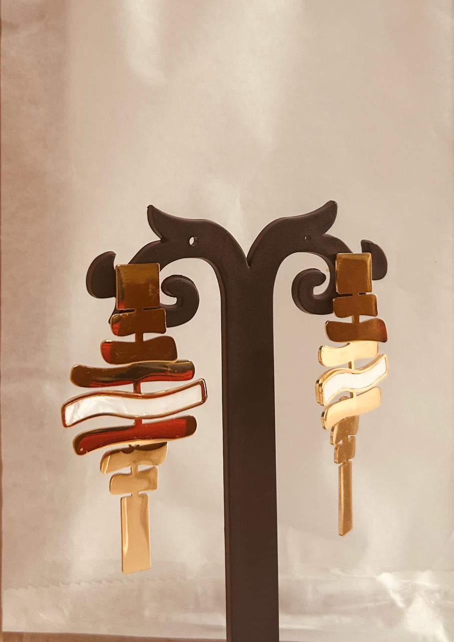 Aurra Sculpted Gold Statement Earrings