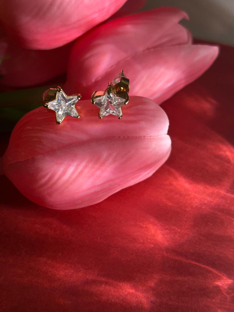 Star Crystal Stud Earrings for Women | 18K Gold Plated Stainless Steel Earrings | Anti-Tarnish Minimalist Jewelry