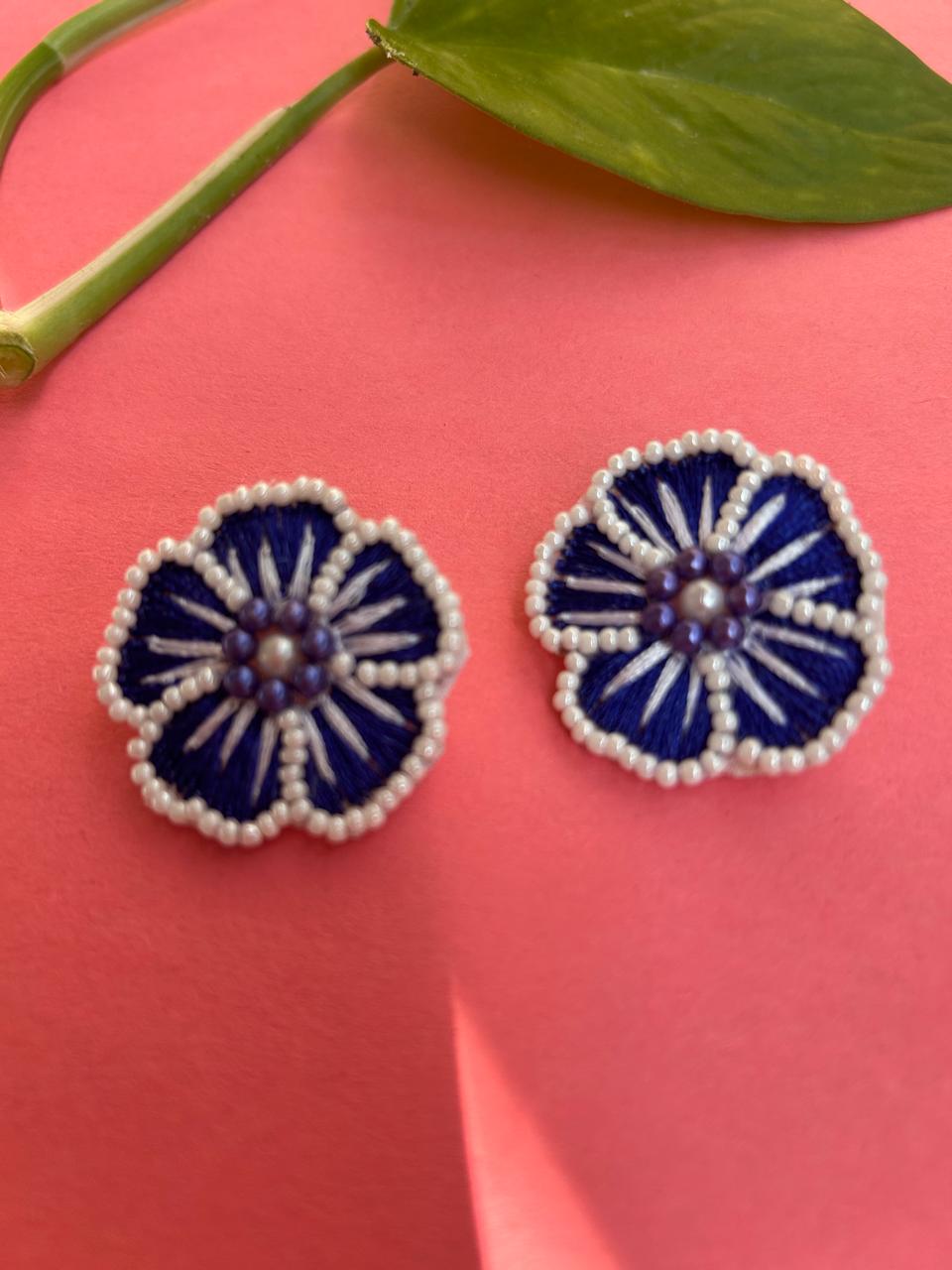Blossom Embroidered Stud Earrings