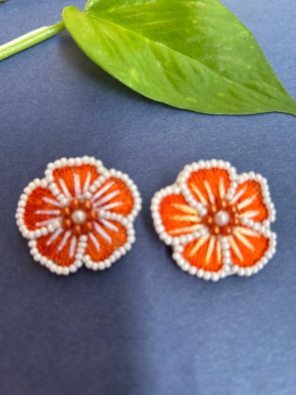 Blossom Embroidered Stud Earrings