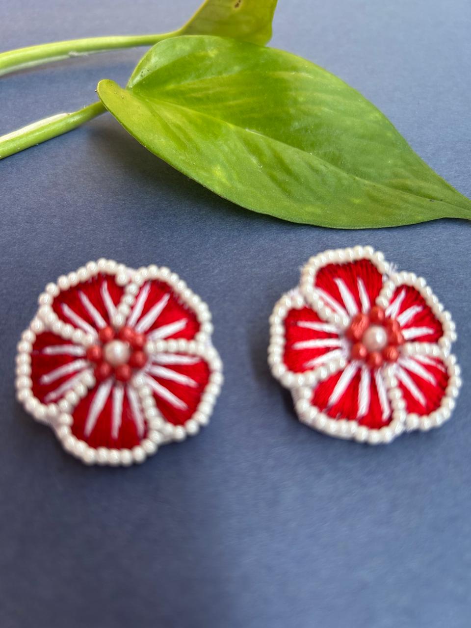 Blossom Embroidered Stud Earrings