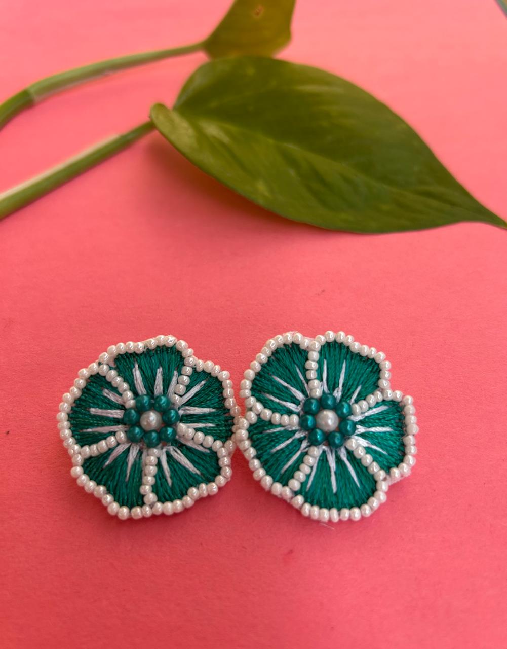 Blossom Embroidered Stud Earrings