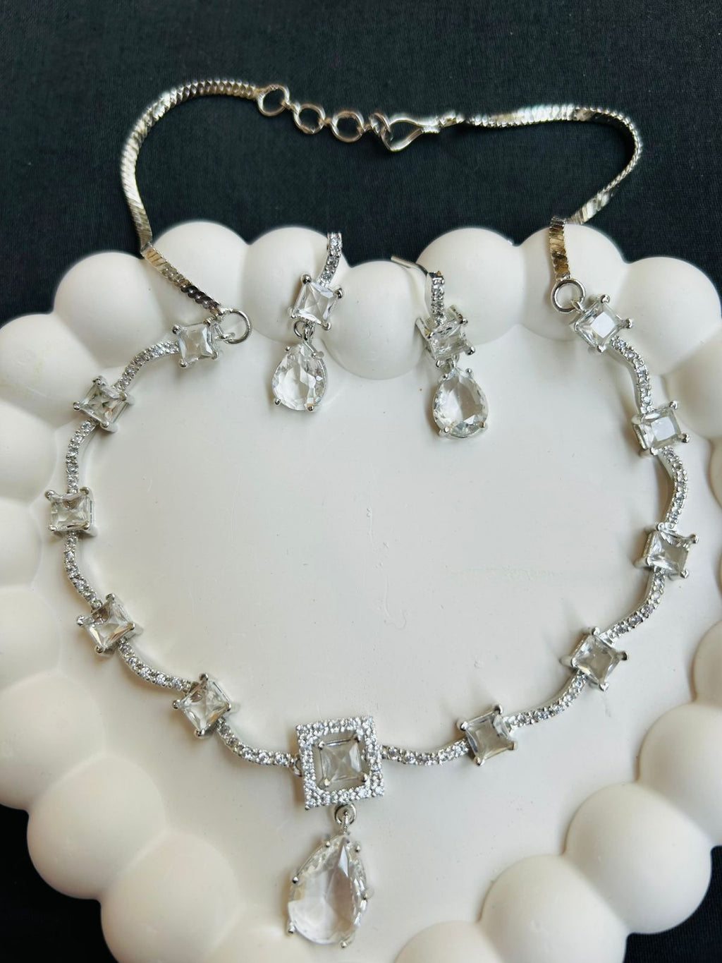 Classic Crystal Solitaire Necklace Set