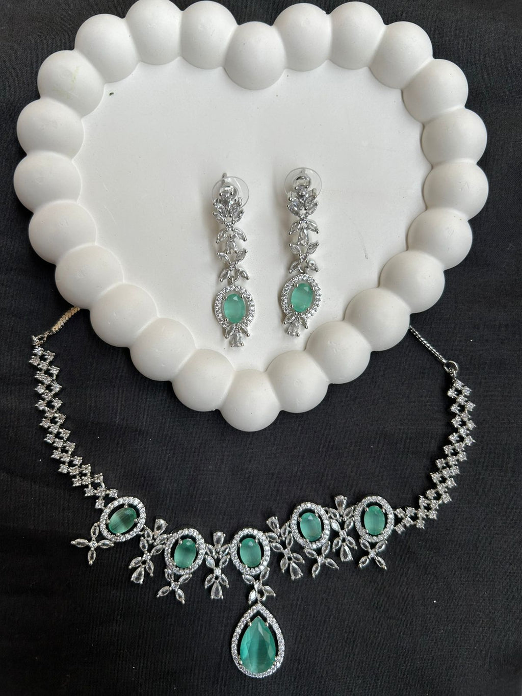 Emerald Blossom Statement Necklace Set
