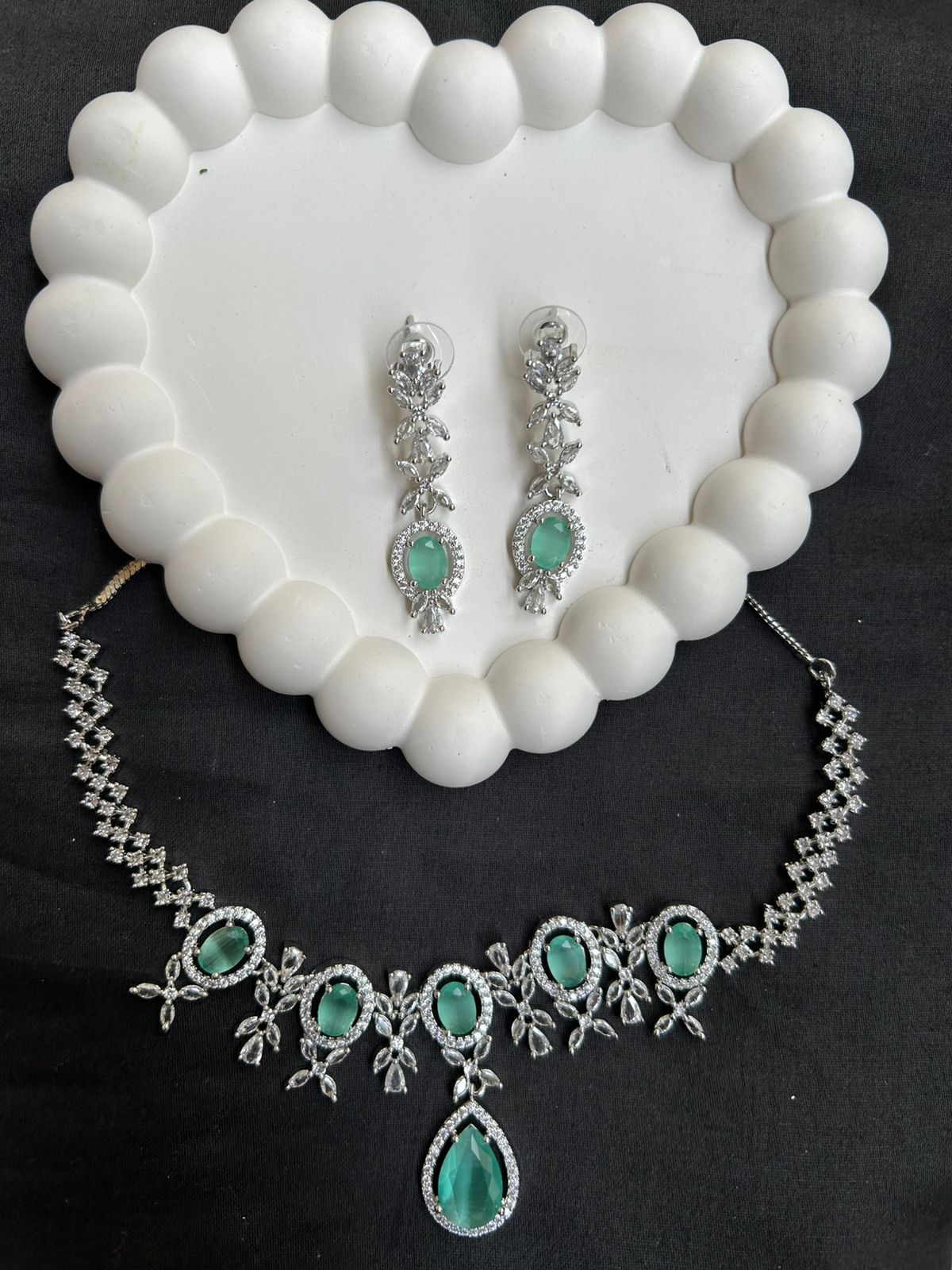 Emerald Blossom Statement Necklace Set