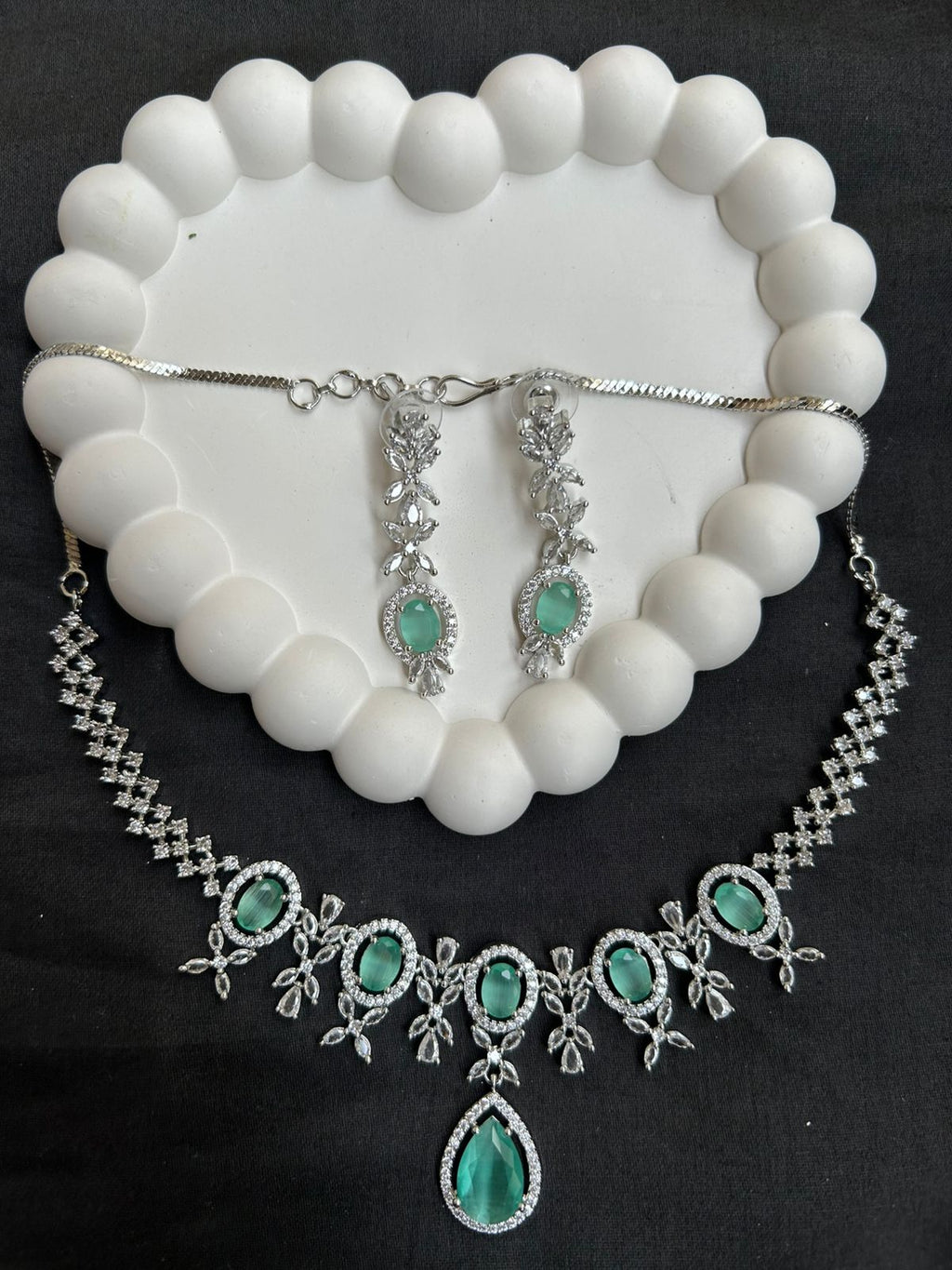 Emerald Blossom Statement Necklace Set