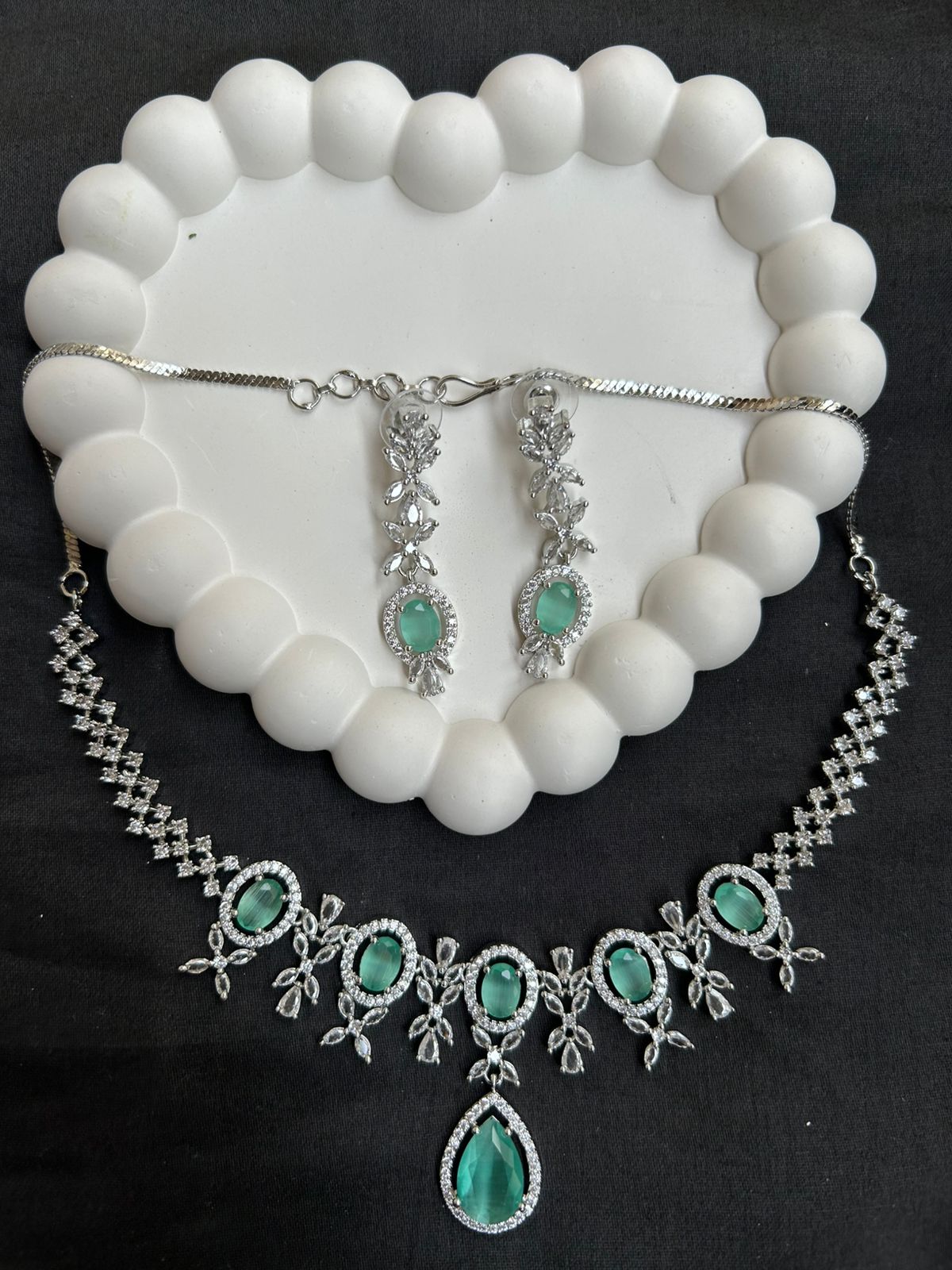 Emerald Blossom Statement Necklace Set