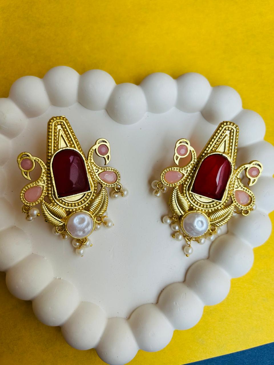 Royal Gold-Tone Pearl Drop Earrings