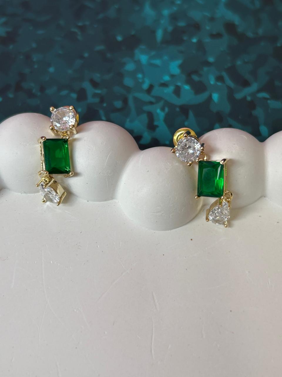 Emerald Grace Drop Earrings – 18K Gold Plated Anti-Tarnish Statement Earrings
